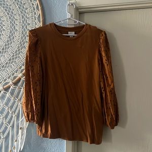 Floral Arm Brown Blouse